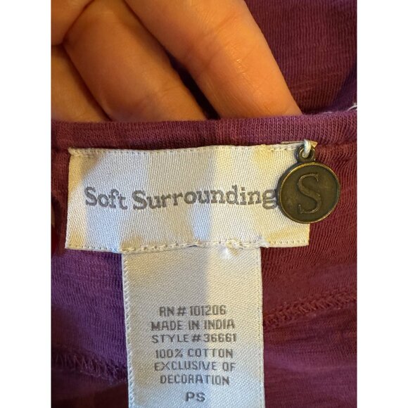 Soft Surroundings Dress Women Small Petite Purple Embroidered Beaded Boho - Picture 11 of 13